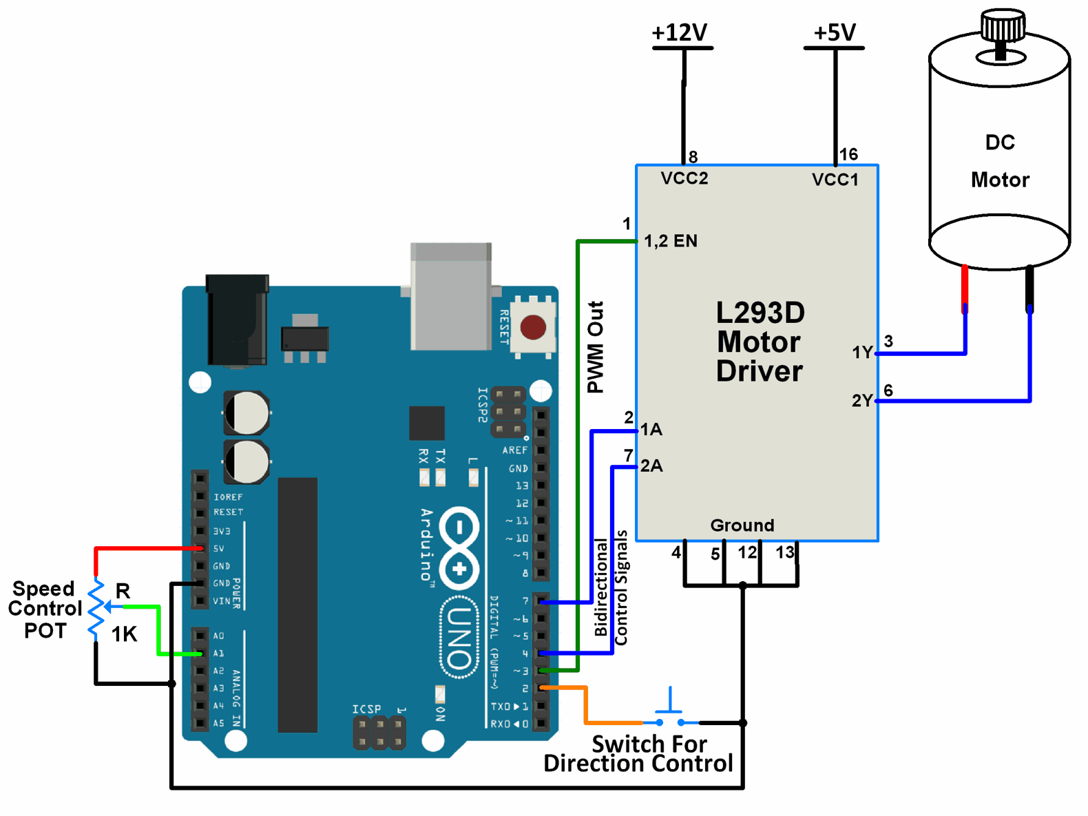 Dc Motor Interfacing With Arduino Uno Electronicwings